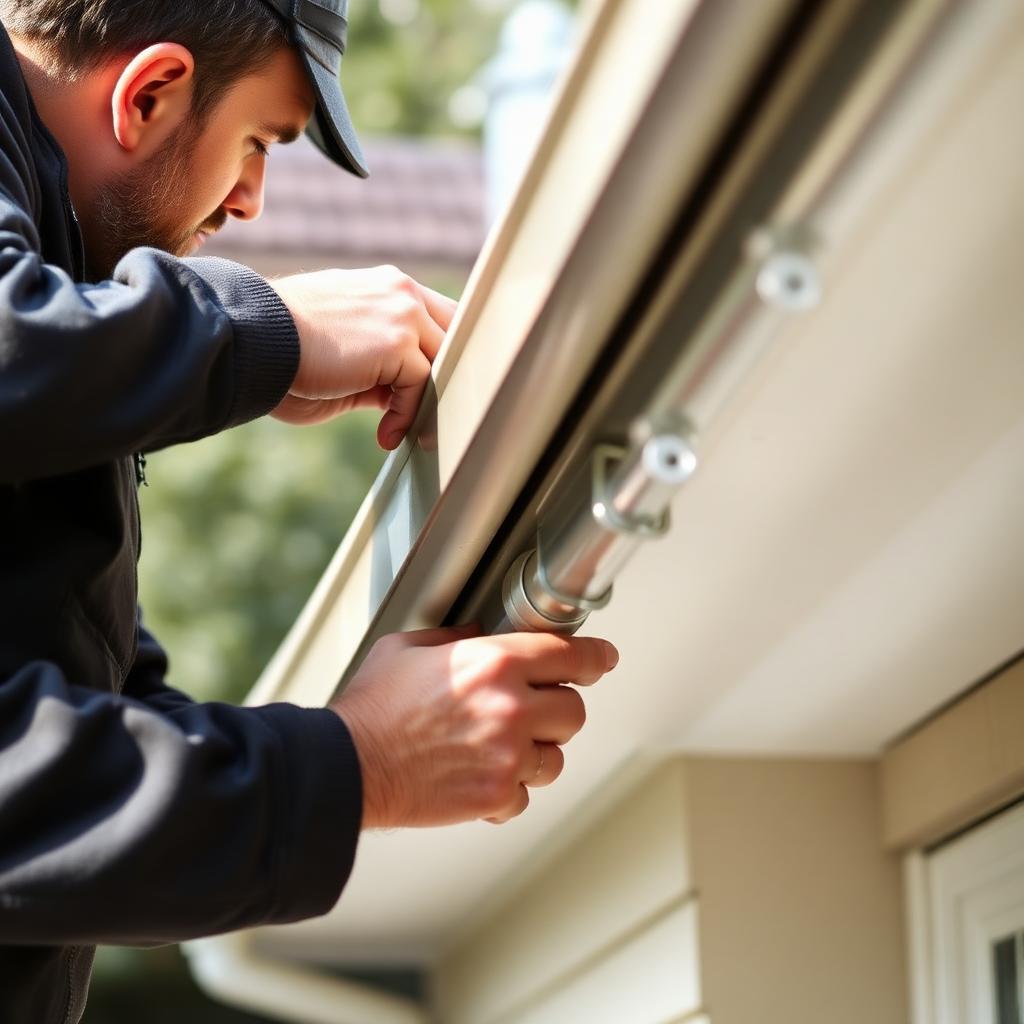 Specialist repairing residential gutters and downpipes on a Melbourne home